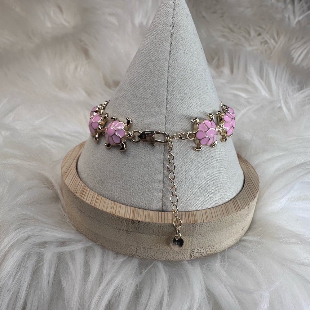 New‎ Pink turtle gold plated adjustable bracelet - Picture 4 of 6